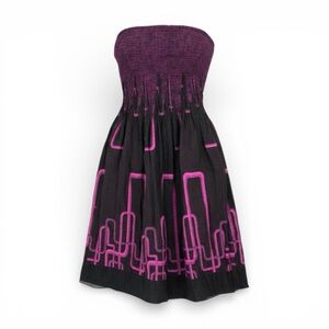 LAPIS by ANTHROPOLOGIE Women’s Smocked Purple & Black Patterned Dress One Size